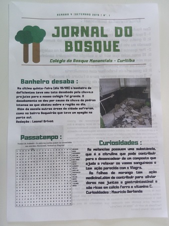 Alunos do 8º ano criam Jornal do Bosque