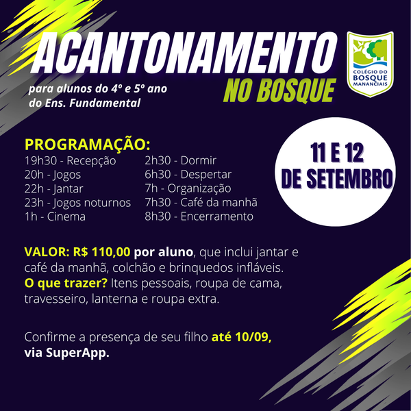 Acantonamento no Bosque - 4º e 5º ano